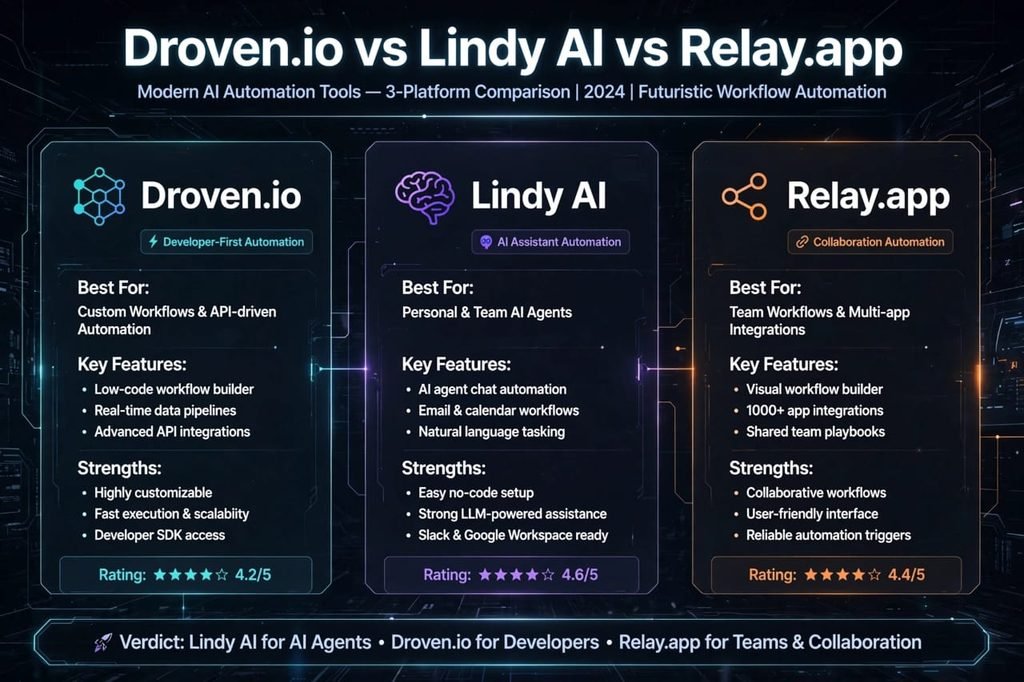 droven.io vs lindy ai vs relay.app comparison 2026